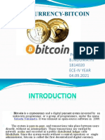 Cryptocurrency-Bitcoin: Presented By, B.Indumathi 1814020 Ece-Iv Year 04.09.2021