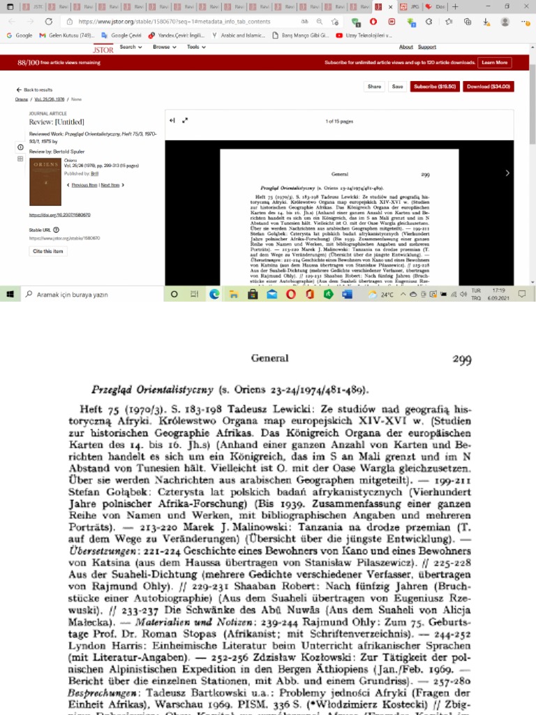 Reviewed Work Przegląd Orientalistyczny, Heft 753, 1970931, 1975 by