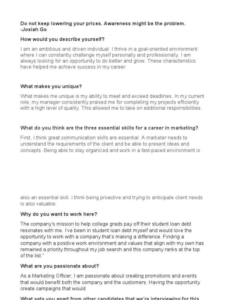 Marketing Manager Interview Insights | PDF | Marketing | Business
