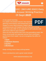 01 Sept 2021: (MISSION 2022) (SECURE 2022) Daily UPSC Mains Answer Writing Practice