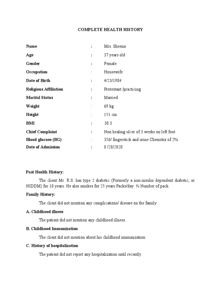 Complete Health History | PDF | Diabetes | Stress (Biology)