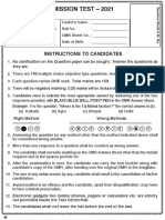 Ll.B. Admission Test - 2021: Instructions To Candidates