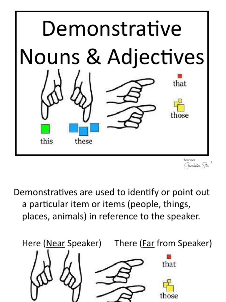 Demonstrative Nouns & Adjectives PDF Grammatical Number Noun
