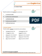 Grammar Test - Have Got: Answer Sheet: 1. Choose The Correct Sentence!