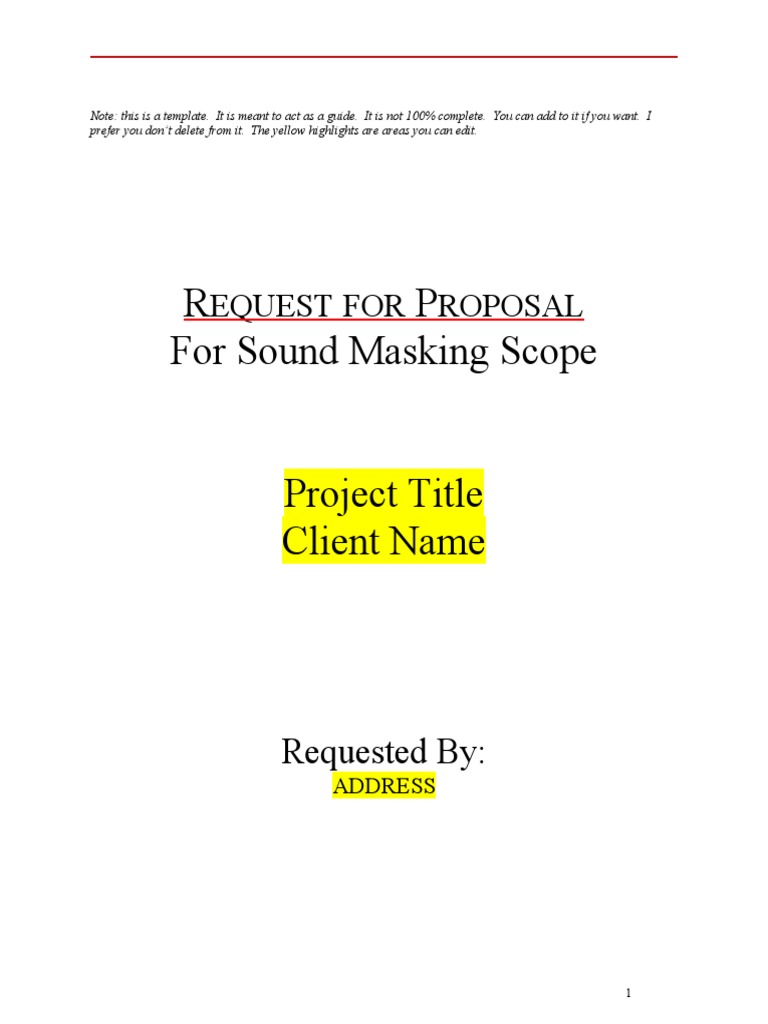 Sound Masking RFP Template | PDF | Request For Proposal | Business