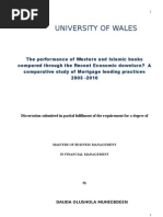 Download THE PERFORMANCE OF WESTERN AND ISLAMIC BANKS THROUGH THE RECENT ECONOMIC DOWNTURN  A COMPARATIVE ANALYSIS OF MORTGAGE LENDING PRACTICES by Olushola Muheebdeen SN52546157 doc pdf
