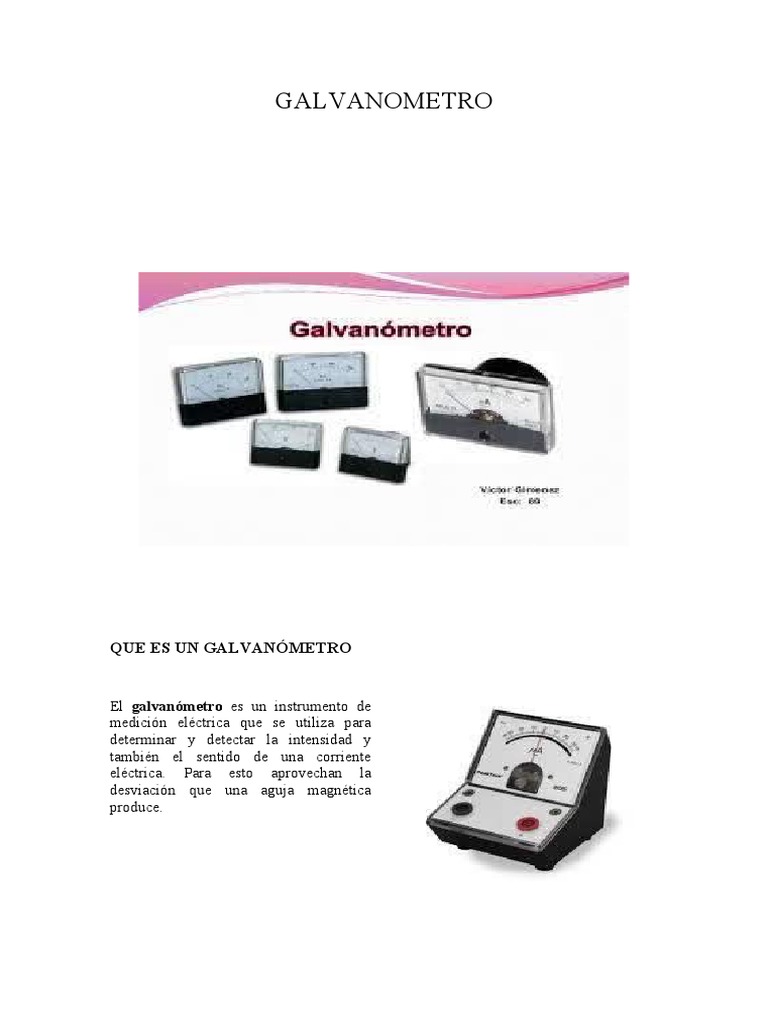 Funcionamiento y tipos de galvanómetros | PDF | Corriente eléctrica ...
