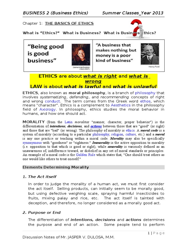 Business Ethics for Managers | PDF | Morality | Employment