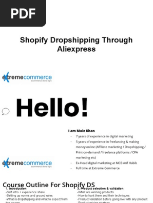 Shopify Dropshipping Powerpoint slides by extreme commerce