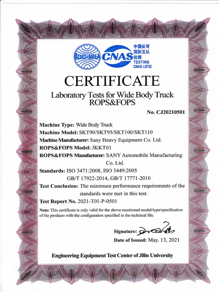 SKT90S - Certificado ROPS & FOPS | PDF