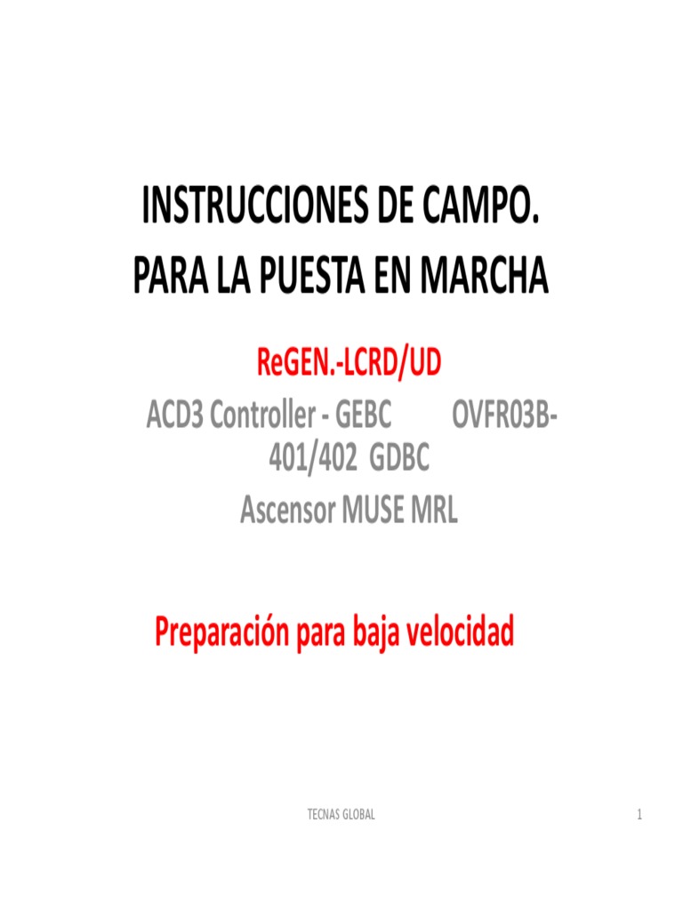 Instrucciones de Campo. Acd3 Ovf 401,402 | PDF | Ascensor | Ingenieria ...