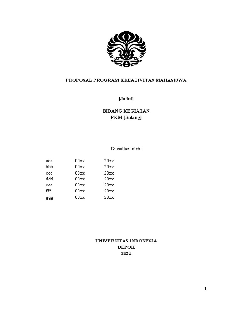 Proposal PKM Bidang Kegiatan 2021 | PDF