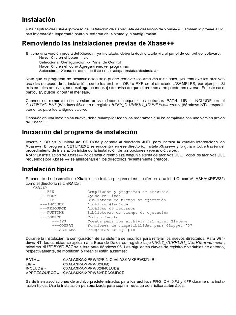 Guía de Instalación de Xbase++ | PDF | Archivo de computadora | Compilador
