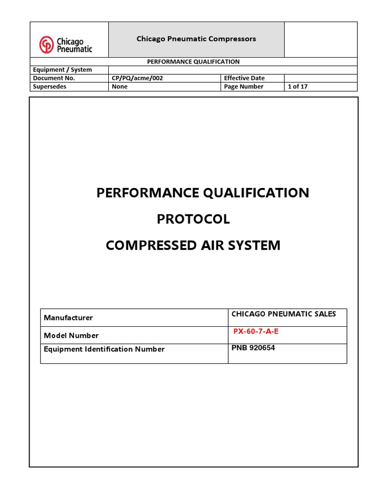 Compressed Air System Qualification Protocol | PDF | Verification And ...