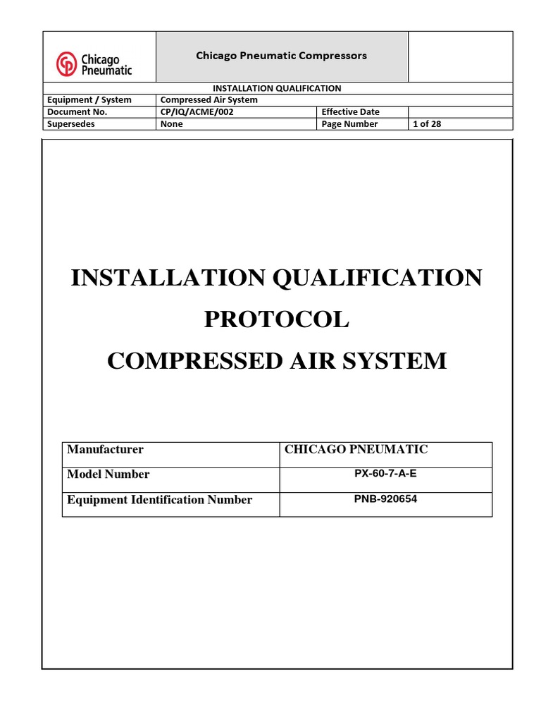 Compressed Air System Installation Qualification | PDF | Pneumatics ...