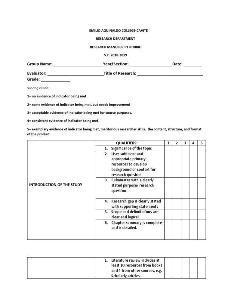 Research Manuscript Evaluation Rubric | PDF | Statistics | Methodology