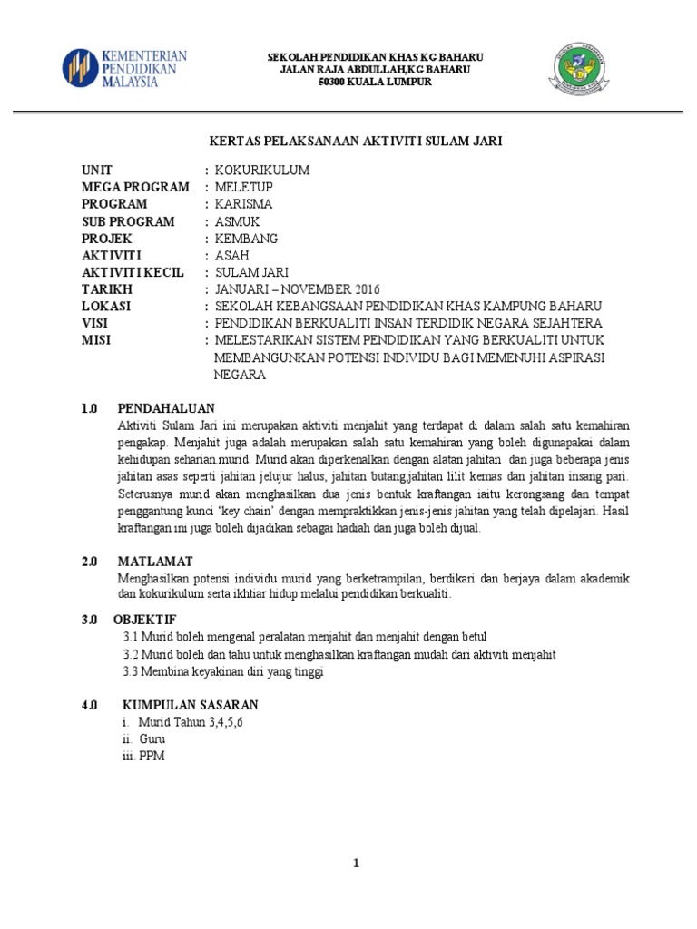 Kertas Pelaksanaan Jahitan | PDF