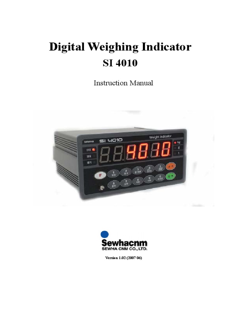 SI 4010 Digital Weighing Indicator Manual | PDF | Weight | Analog To ...