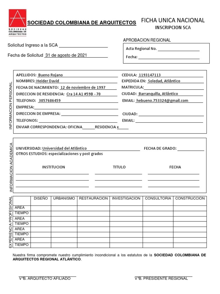 Formulario SCA | PDF
