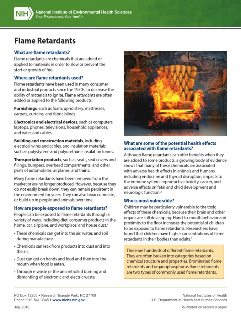 Flame Retardants Fact Sheet (NIH) | Download Free PDF | Chemistry | Safety