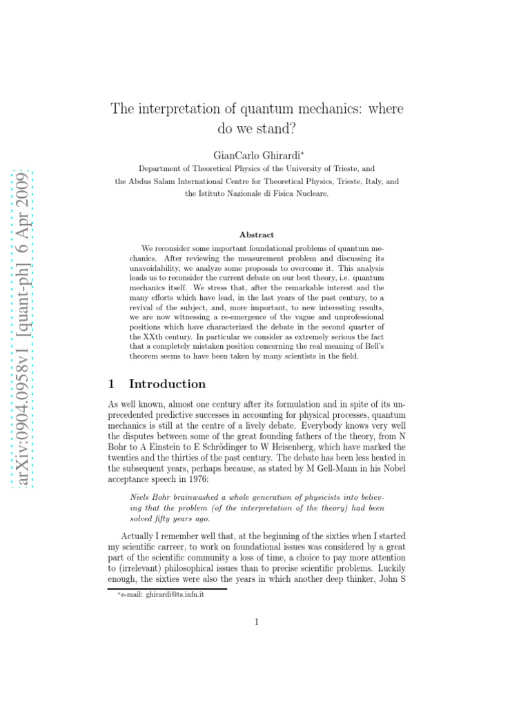 The Interpretation of Quantum Mechanics | PDF | Wave Function | Quantum ...