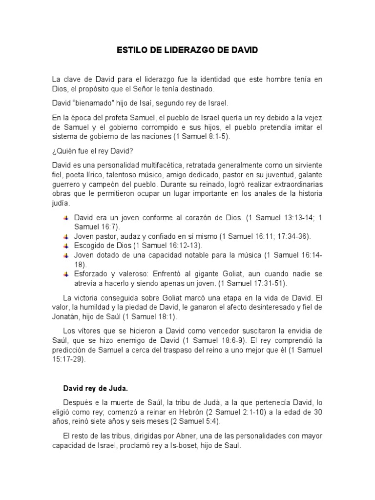 Liderazgo y Virtudes del Rey David | PDF | David | Libros de Samuel