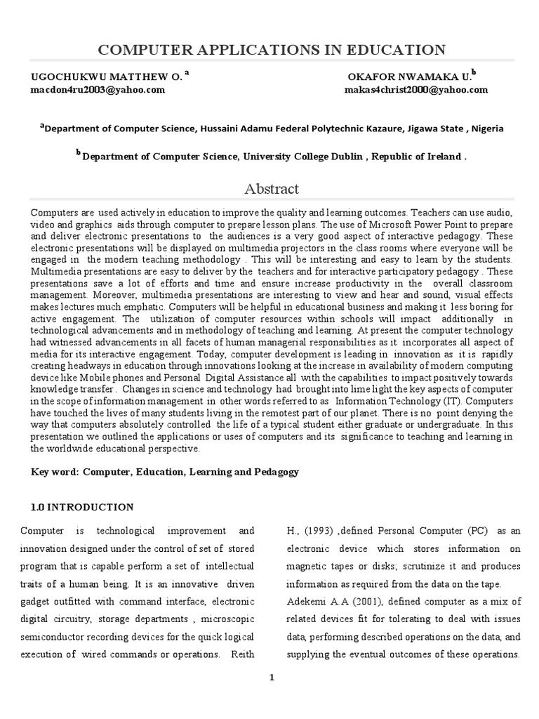 Computer Applications in Education PDF Spreadsheet Spss