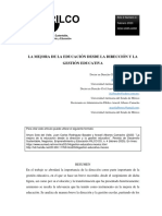 La Mejora de La Educación Desde La Dirección Y La Gestión Educativa