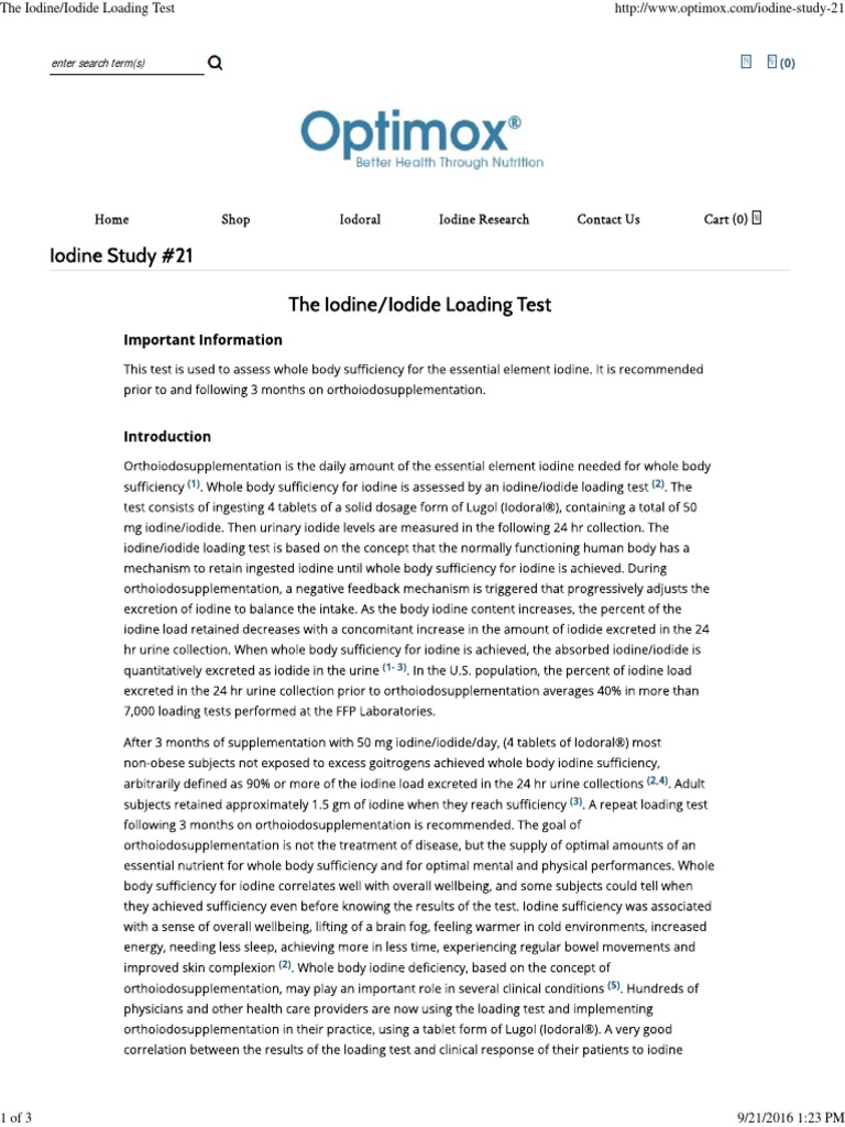 Iodine/Iodide Loading Test Overview | PDF | Science & Mathematics ...