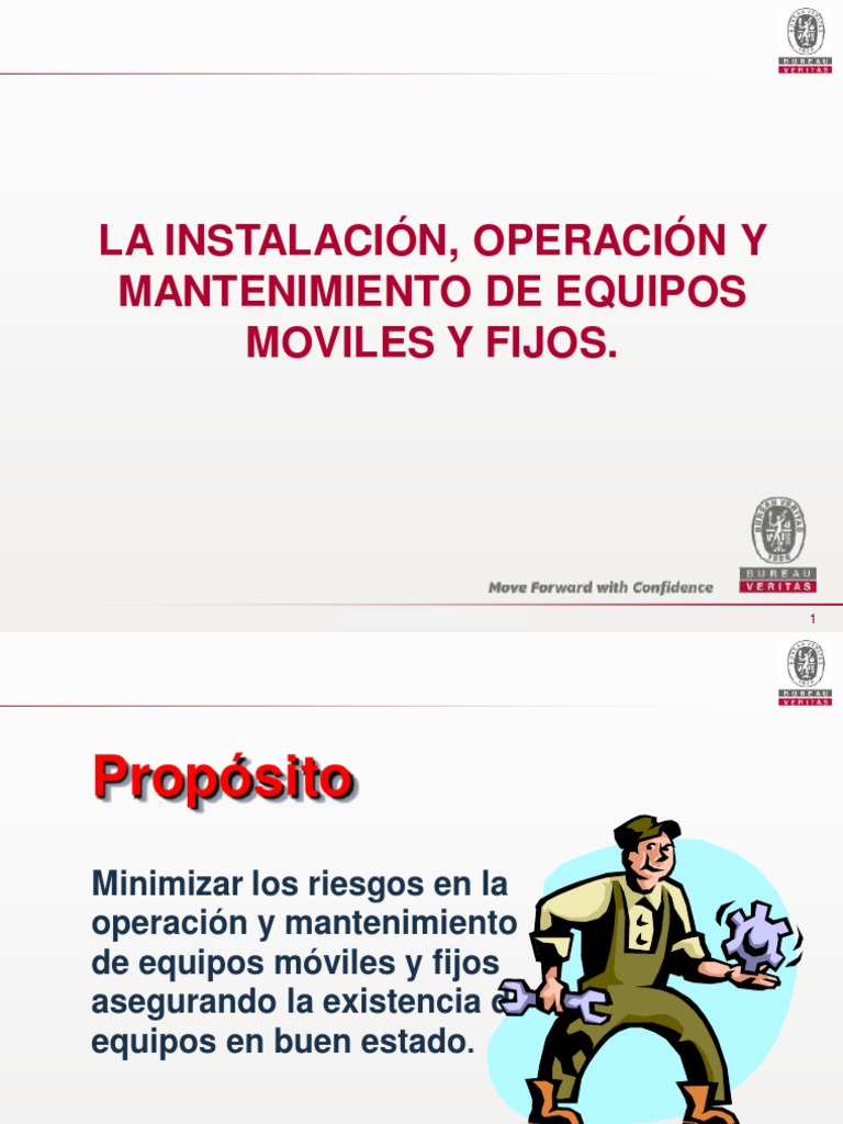 La Instalación Operacion Y Mantenimiento De Equipos Mecánicos Fijos Y