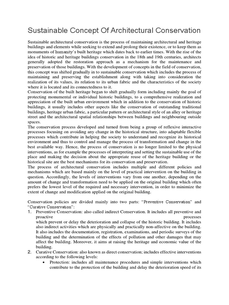 Sustainable Concept of Architectural Conservation | PDF ...