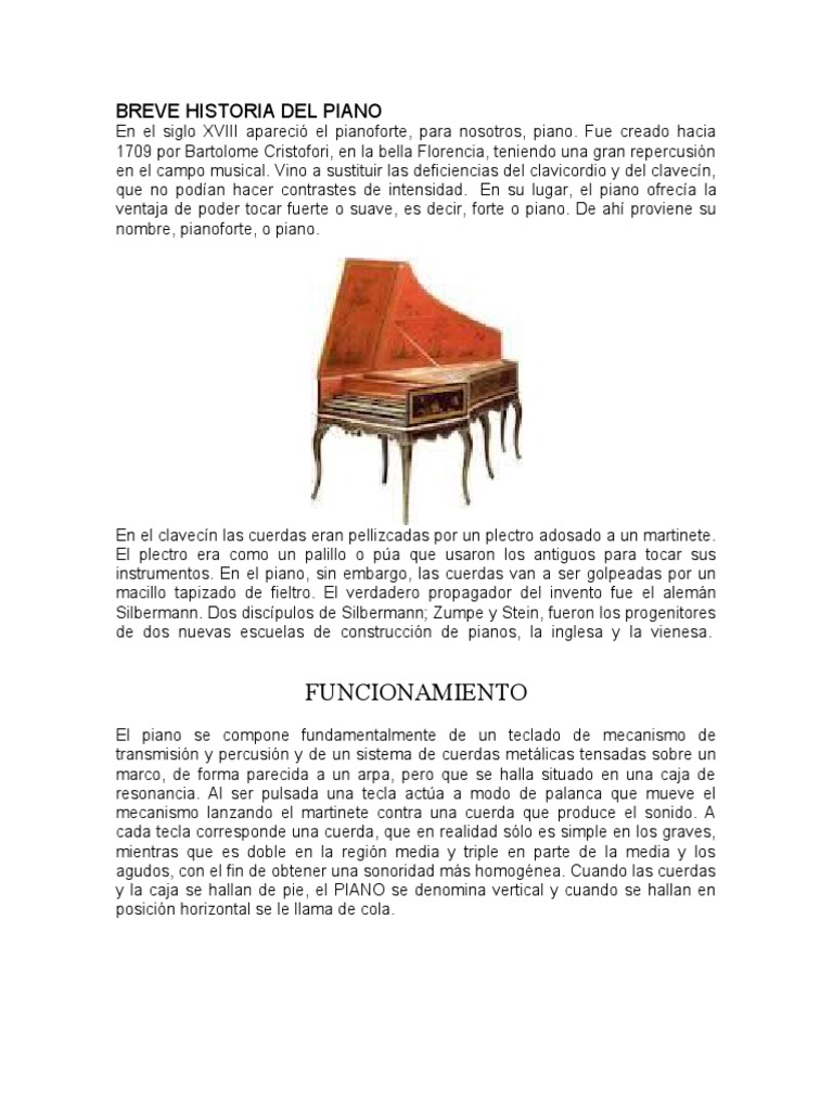 Breve Historia Del Piano | PDF | Piano | Música clásica