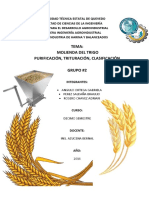 MOLIENDA DEL TRIGO: PURIFICACIÓN, TRITURACIÓN Y CLASIFICACIÓN