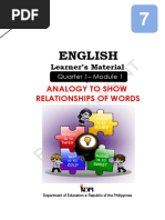 English: Analogy To Show Relationships of Words