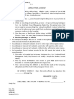 Affidavit of Accident I, EDILBERTO V. OCTA, of Legal Age, Filipino and A Resident of Lot 15 BLK