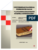 La Nacionalidad Segun Nuestra Constitucion