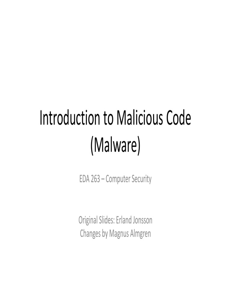 Introduction to the Diverse Threats of Malicious Code PDF Malware