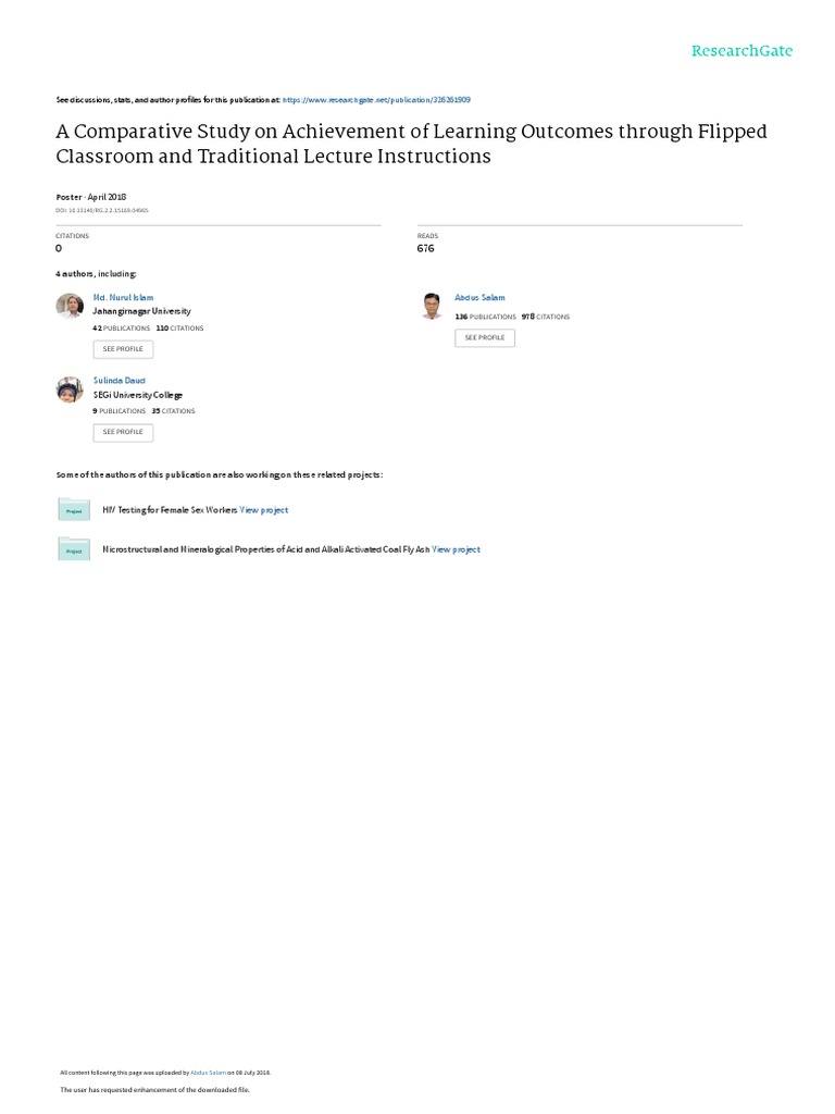 Flipped Classroom vs. Traditional Lectures | PDF | Lecture | Classroom