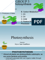 Photosynthesis: B. Carbon Metabolism 1. C3 2. C4 3. CAM C. Factors Regulating The Processes