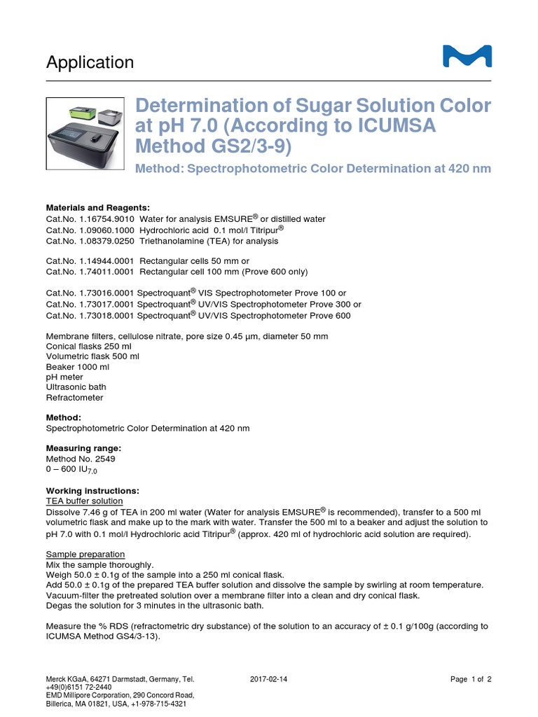 Determination of Sugar Solution Color at PH7 | PDF | Spectrophotometry | Ph