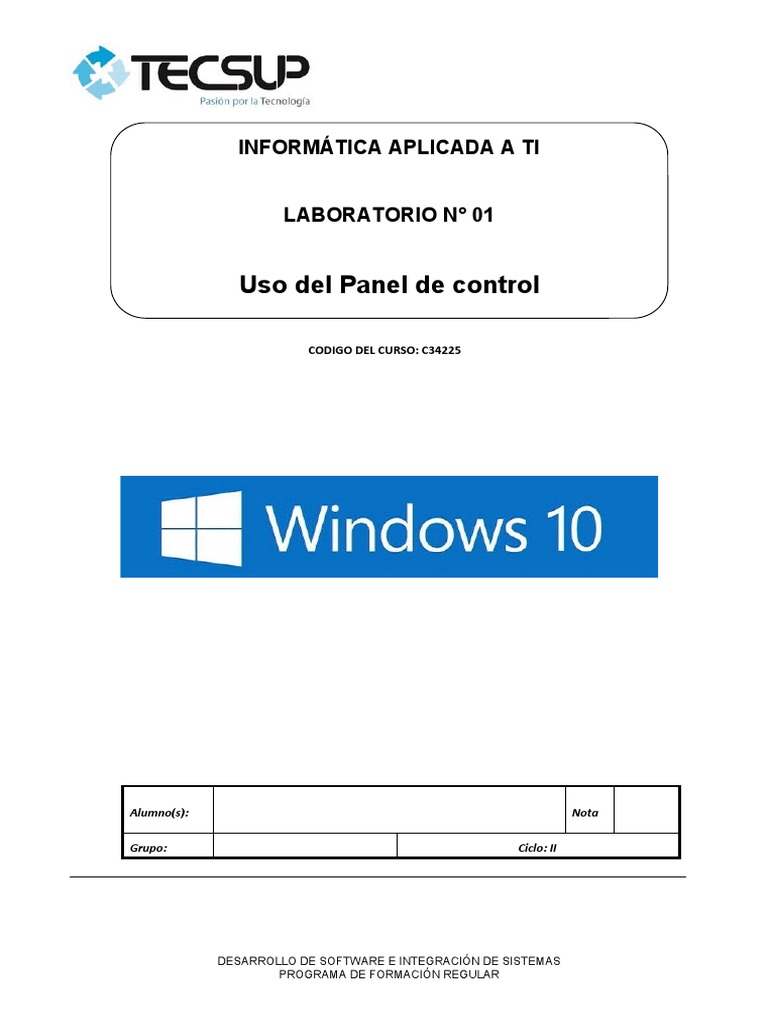 L01 - Uso Del Panel de Control | PDF | Hardware de la computadora ...