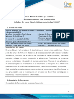 Syllabus del curso Cálculo Multivariado