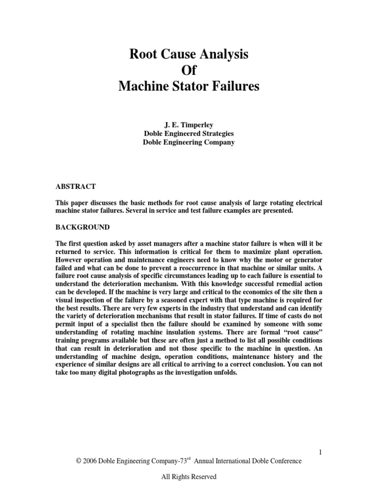 RootCauseAnalysis of Machine Stator Failures Electric Motors | PDF ...