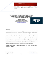 La Disidencia Sexual en La Construcción de La Argentinidad. Una Mirada Desde Las Representaciones Sociales.