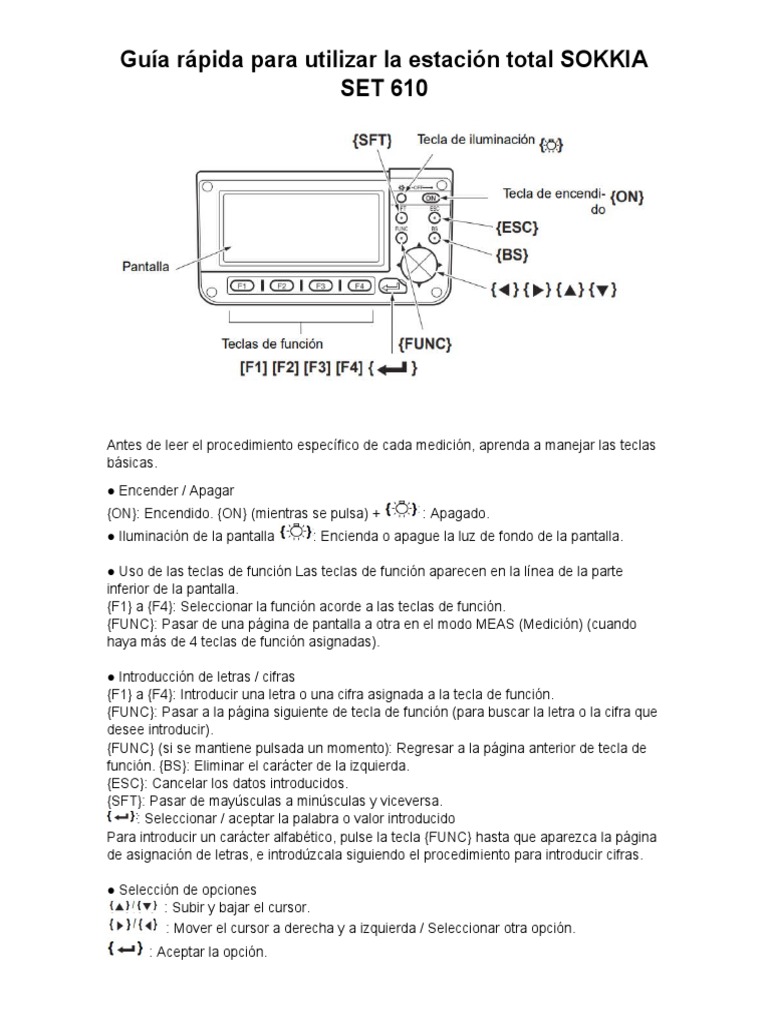 Guía de uso para SOKKIA SET 610 | PDF | Tornillo