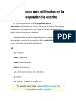 Abreviaturas Más Utilizadas en La Correspondencia Escrita