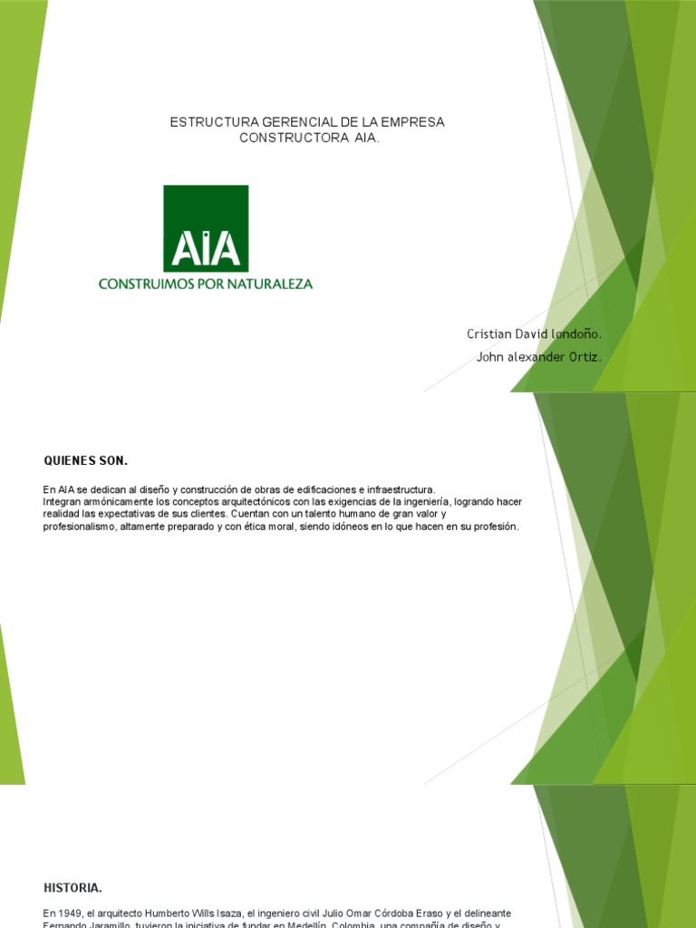 Estructura Gerencial de AIA Constructora | PDF | Calidad (comercial ...