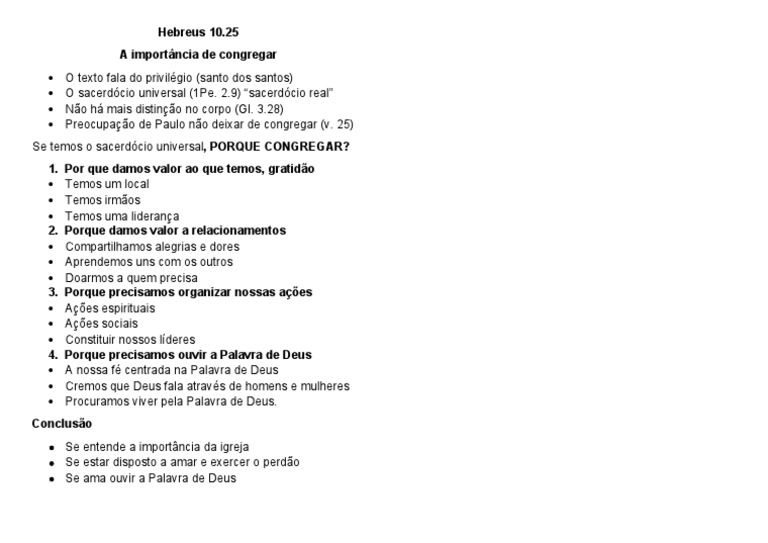 A Importância de Congregar na Igreja | PDF