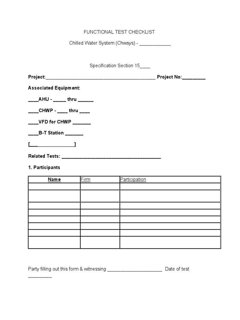 Functional Test Checklist 15998 06 | PDF | Pump | Manufactured Goods