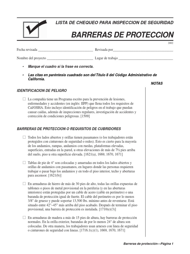 CheckList - Barra de Proteccion | PDF